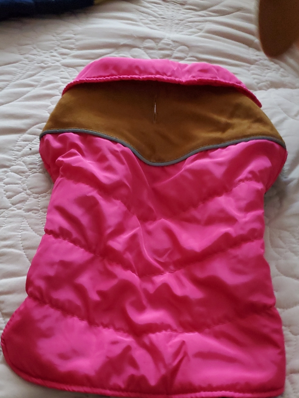 Dog Pink Puffer Jacket with Brown Yoke - Unbranded